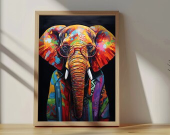 Pop Art Elephant Print - Pop Art Wall Art - Summer Wall Art, Vibrant Dopamine Decor, Elephant Wall Art, House Warming Gift