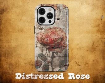 Distressed Rose Flower Phone Case, floral phone case, Grunge phone case, iPhone 15 case, iPhone 14 case, Galaxy S23 case, Galaxy S22 case