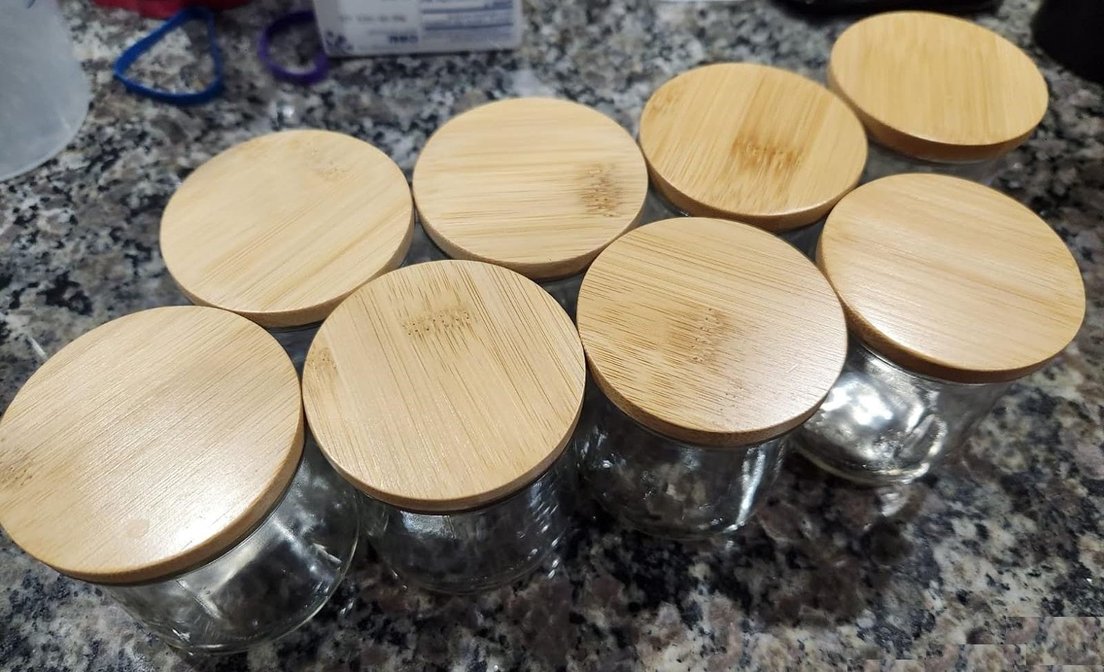 Oui Yogurt Jar Lids - 6 Pack Oui Lids- Natural Bamboo Wood with Silicone  Sealing Rings and Oui Yogurt Bottle Label,For 5 Oz Oui Yogurt Jars 