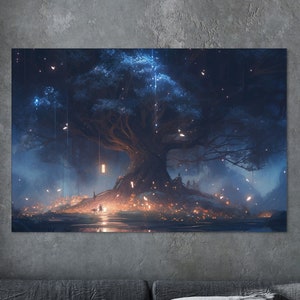 Fantasy Forest Wall Art - Enchanting Nature Decor - Magic Tree Dark Forest Print