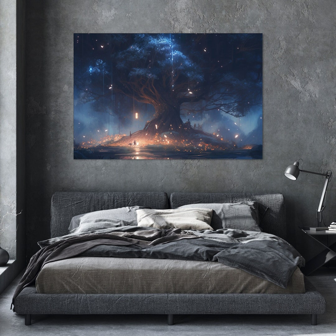 Fantasy Forest Wall Art - Enchanting Nature Decor - Magic Tree Dark ...