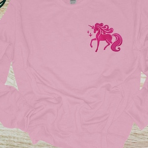embroidered pink unicorn sweatshirt, embroidery sweatshirt, kawaii unicorn t-shirt, unicorn birthday shirt, cute unicorn shirt, cute unicorn
