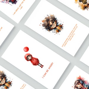 Liberando la positividad: 24 tarjetas de afirmación imprimibles para niños: descargue, imprima en cartón de 260 g/m² y fomente mentes resilientes