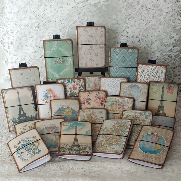 Vintage-Inspired Pocket Notebooks /Handmade / Small Notebooks / Pocket Journals / Mini Notebooks / Maps / Travel / Floral / ***NEW STOCK***