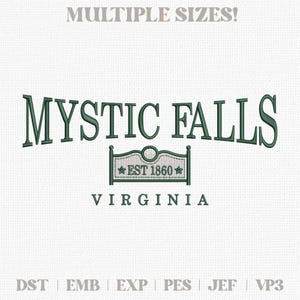 Mystic Falls Embroidery Design Instant Download Vampire City Embroidery TVD