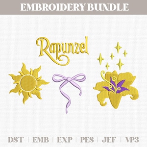 Tangled Princess Sun-borduurontwerp voor hoodies T-shirts
