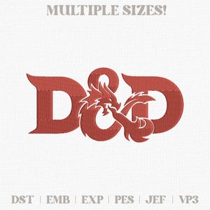 Dungeons and Dragons Embroidery Design D&D Digital Download