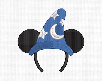 Magische Mickey hoofdband borduurwerk ontwerpen Instant borduurwerk download Sorcerer Mouse