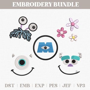 Monsters Sully Boo Mike Embroidery Designs Instant Embroidery Download
