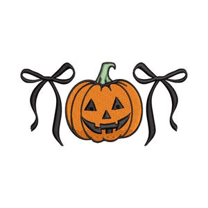 Bow Pumpkin Embroidery Design Autumn Fall Embroidery Pretty Ribbon Autumnal Machine Embroidery