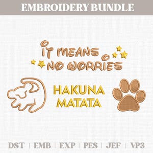 Motifs de broderie Le Roi Lion pour sweats à capuche T-shirts Hakuna Matata Simba