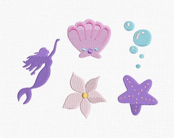 Diseño de bordado de sirena: La Sirenita, Princesa (Descarga digital)