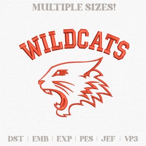 Wildcats Embroidery Design Instant Download Wild Cats Embroidery
