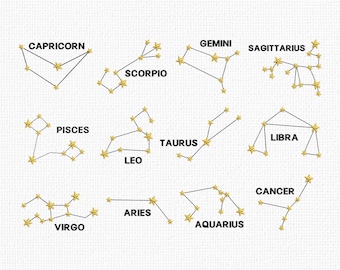 Zodiac Signs Embroidery Design Bundle Astrology Constellation Star Signs Horoscope