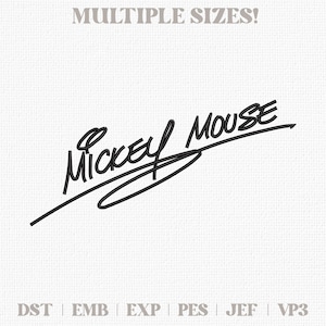 Mickey Signature Embroidery Design