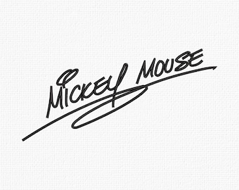Mickey Signature Embroidery Design