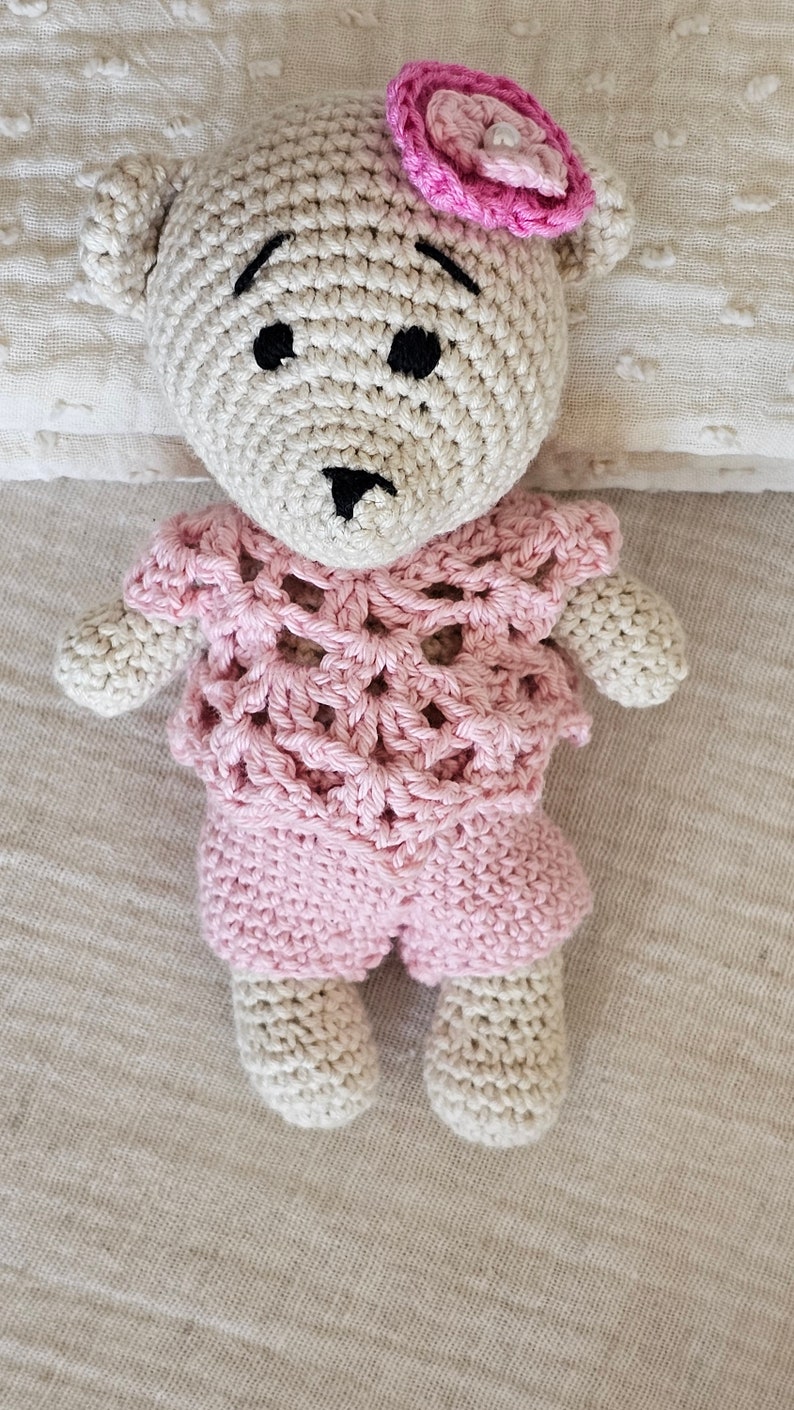 Handmade Crochet Newborn Teddy Bear Gift Set (3pc) – Pom-Pom Hat, Baby Shower Gift