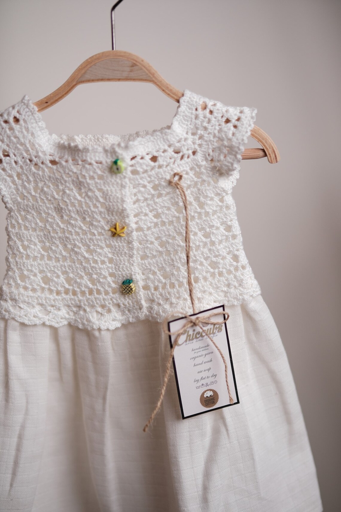 Cotton Rope Crochet, Hand Knitted Baby Girl Dress, Baby Girl Patterned