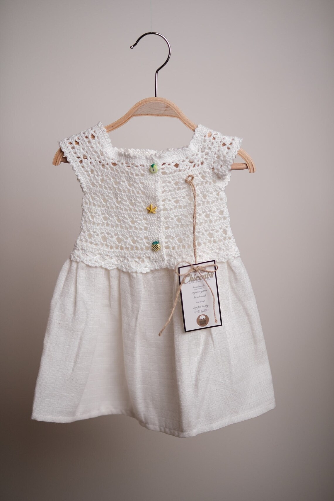 Cotton Rope Crochet, Hand Knitted Baby Girl Dress, Baby Girl Patterned