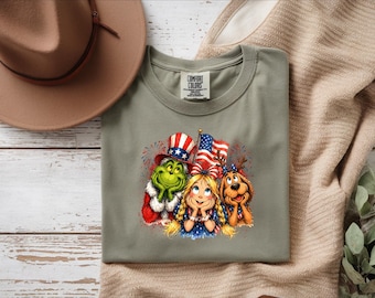 Camiseta del Grinch para el 4 de julio, Comfort Colors, Camiseta patriótica, Camiseta americana, Regalos para papá