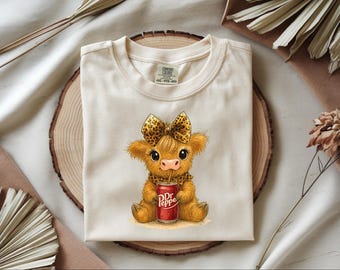 Highland Cow Dr Pepper Shirt, Comfort Colors, Coke Tshirt , Soda Lover Gift, Gifts For All