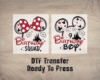 DTF de cumpleaños de Disney personalizado, impresión en Disneyland, familia a juego, DTF personalizable, hoja de grupo, listo para imprimir