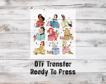 Disney Princess Book Club DTF, Matching Transfer, Ready To Press, Book Lovers Printing, Gang Sheet