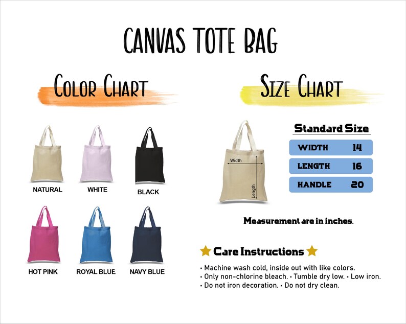 a tote bag with different colors and sizes
