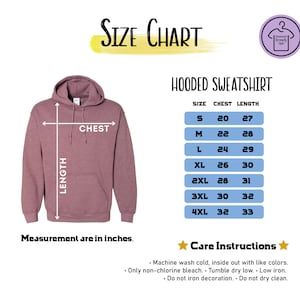 a size chart for a hoodie sweatshirt with measurements