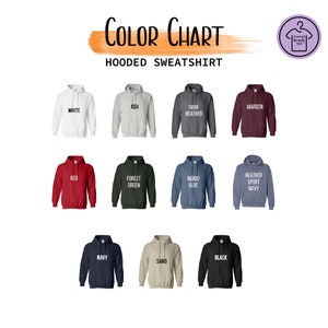 a group of men's sweatshirts with the words color chart on them