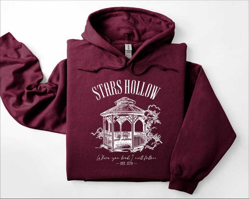 Stars Hollow Hoodie, Vintage Sweatshirt, Nostalgia Sweater, Gift for Her, Cute Fall Hoodie, Autumn Sweatshirt, TV Show Fans, Fall Sweater image 2