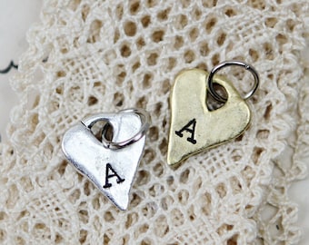 Tiny Heart Initial Charms to add to your charm necklace