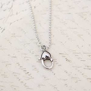 Silver Ball Chain Heart Charm Catcher for Charm Necklaces, Charm Clip Necklace, Charm Necklace, Charm Holder