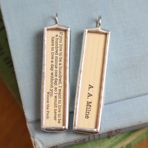 Winnie the Pooh Quote Charm, Handmade Soldered Book Jewelry