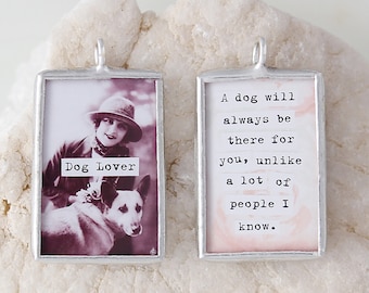 Handmade Dog Lover Soldered Charm, Vintage Photo Pendant