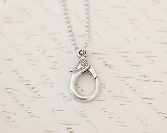 Silver Ball Chain Charm Catcher for Charm Necklaces, Charm Clip Necklace, Charm Necklace, Charm Holder