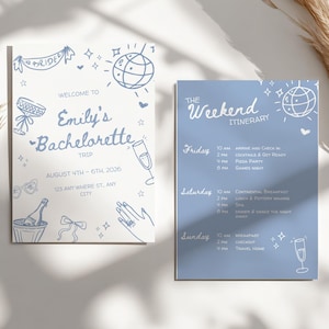 Blue and White Hen party itinerary blue and white bachelorette weekend itinerary