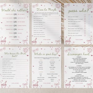 Printable Bridal Shower Games Bundle: 6 Fun Hen Party Activities (Digital Download)