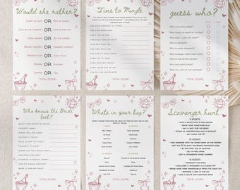 Printable Bridal Shower Games Bundle: 6 Fun Hen Party Activities (Digital Download)