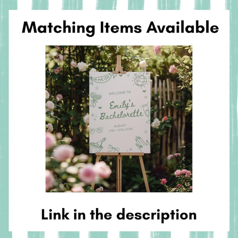 Editable Green Bachelorette Weekend Itinerary Printable or Digital Hen Do Itinerary Hand Drawn Girls Trip Itinerary Template image 7