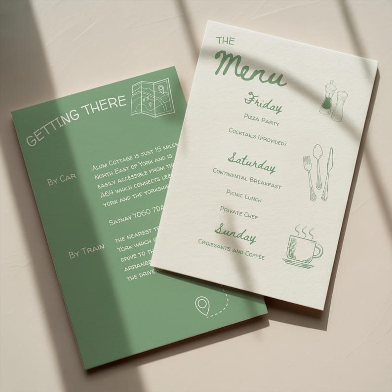 Editable Green Bachelorette Weekend Itinerary Printable or Digital Hen Do Itinerary Hand Drawn Girls Trip Itinerary Template