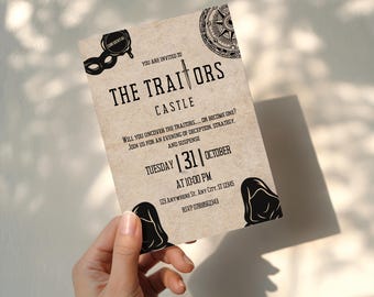 Traitor Party Invitation Secret Game Night Invite Traitor Themed Halloween party Traitor Themed Birthday Party Traitor Themed Games Night