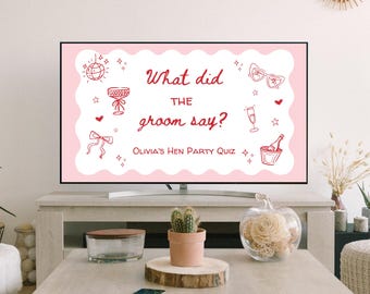 Qu'est-ce que le marié a dit jeu-questionnaire pour l'enterrement de vie de jeune fille rose et rouge jeu power point qu'a dit le marié (modèle de toile)