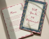 Will You Be My Bridesmaid Card, Vintage Bridesmaid proposal, Whimsical Bridesmaid Proposal, Water colour Bridesmaid Proposal