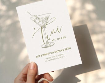 Martini Birthday Invitation Template: Elegant Cocktail Party Invite print or send digitally (Digital Download)