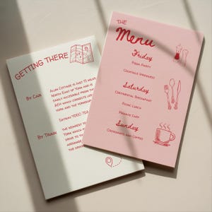 Editable Red and Pink Bachelorette Weekend Itinerary Printable or Digital Hen Do Itinerary Hand Drawn Girls Trip Itinerary Template image 2