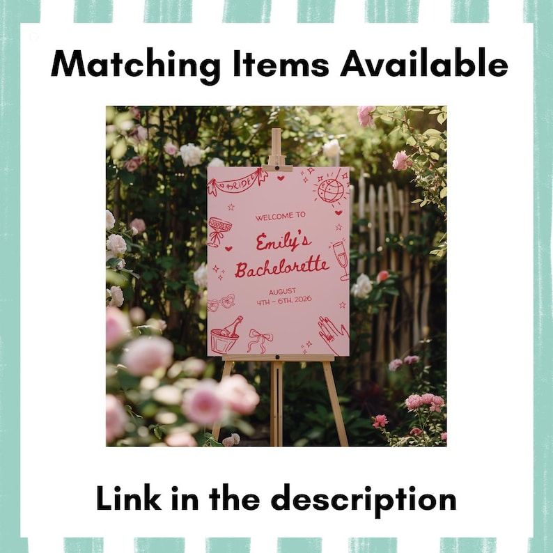 Editable Red and Pink Bachelorette Weekend Itinerary Printable or Digital Hen Do Itinerary Hand Drawn Girls Trip Itinerary Template image 8