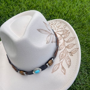 Custom Burned Fedora With Leaf Motif