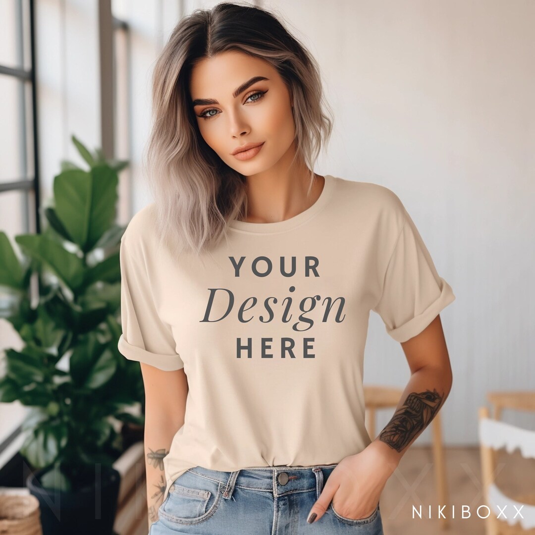 Gildan 5000 Mockup Sand Tshirt Mockup 5000 Model Mockup Etsy