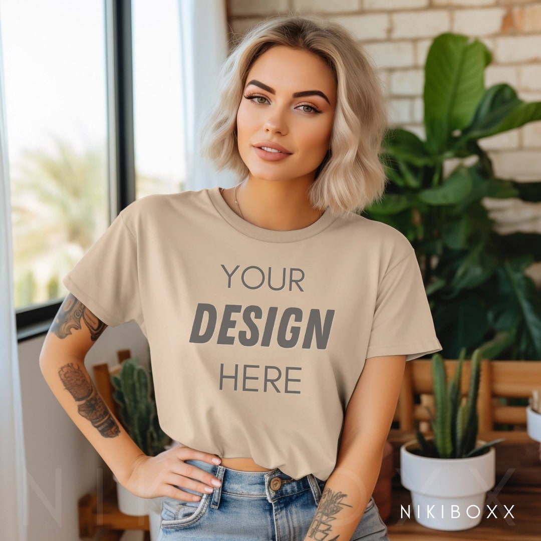 Gildan 5000 Mockup Sand Tshirt Mockup 5000 Model Mockup Etsy